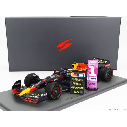 SPARK MODEL RED BULL F1 RB18 TEAM ORACLE RED BULL RACING N 1 WINNER JAPAN GP WITH PIT BOARD WORLD CHAMPION 2022 MAX VERSTAPPEN