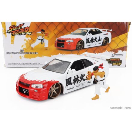 JADA NISSAN SKYLINE GT-R (R34) ADVAN 2002 WITH STREET FIGHTER RYU FIGURE