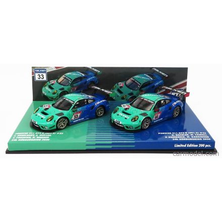 Minichamps PORSCHE  SET 2X 911 991 GT3 R TEAM FALKEN MOTORSPORTS N 44 24h NURBURGRING 2020 P.DUMBRECK- M.RAGGINGER - S.MULLER - K.BACHLER + N 33 24h NURBURGRING 2020 K.BACHLER - S.MULLER - C.ENGELHART