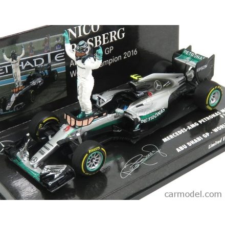 Minichamps MERCEDES F1 W07 HYBRID AMG PETRONAS N 6 WITH FIGURE NICO ROSBERG 2016 WORLD CHAMPION