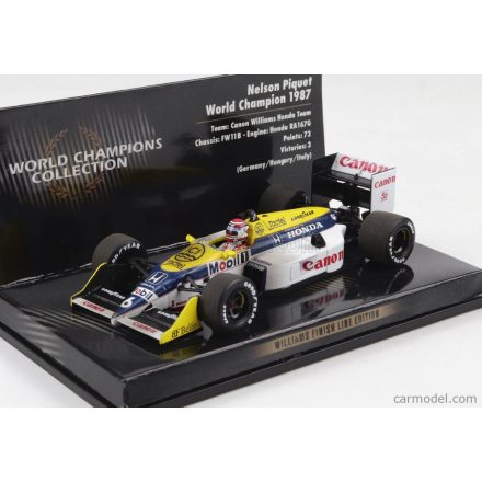 Minichamps Williams F1 FW11B HONDA N 6 WORLD CHAMPION DIRTY VERSION SEASON 1987 NELSON PIQUET