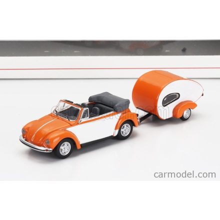 Schuco VOLKSWAGEN BEETLE CABRIOLET WITH CARAVAN TRAILER 1960