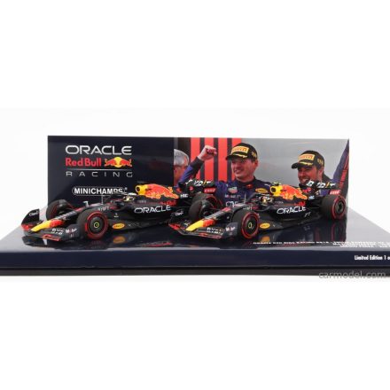 Minichamps RED BULL F1 SET 2X RB18 TEAM ORACLE RED BULL RACING N 1 WINNER EMILIA ROMAGNA ITALY GP WORLD CHAMPION 2022 MAX VERSTAPPEN + N 11 2nd EMILIA ROMAGNA ITALY GP 2022 SERGIO PEREZ