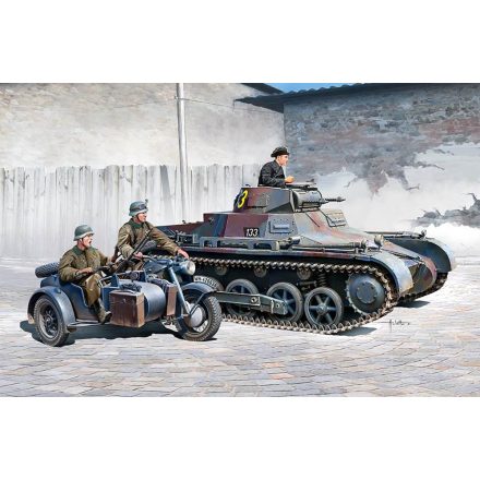 Academy German Panzer I Ausf.B & Motorcycle makett