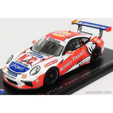 SPARK-MODEL PORSCHE 911 991 GT3 N 7 PORSCHE CARRERA CUP AUSTRALIAN CHAMPION 2018 J.EVANS