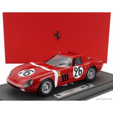 BBR FERRARI 250 GTO 3.0L V12 TEAM NORTH AMERICAN RACING N.A.R.T. N 26 24h LE MANS 1964 ED HUGUS - JOSE ROSINSKI - CON VETRINA - WITH SHOWCASE