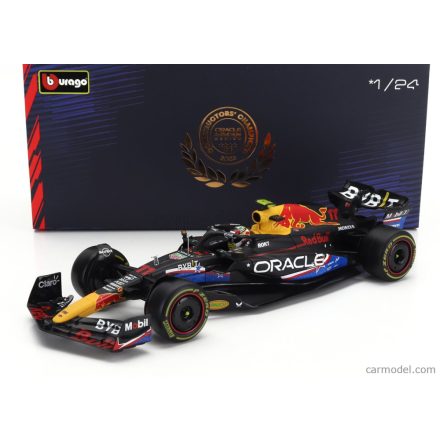 Burago RED BULL F1 RB19 TEAM ORACLE RED BULL RACING N 11 4th AUSTIN USA GP 2023 SERGIO PEREZ - WITH PILOT AND SHOWCASE