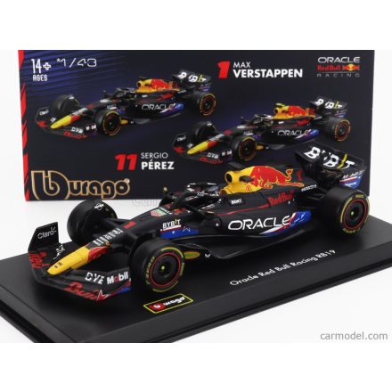 Burago Red Bull F1 RB19 TEAM ORACLE RED BULL RACING N 1 WORLD CHAMPION WINNER AUSTIN USA GP 2023 MAX VERSTAPPEN - WITH PILOT AND SHOWCASE