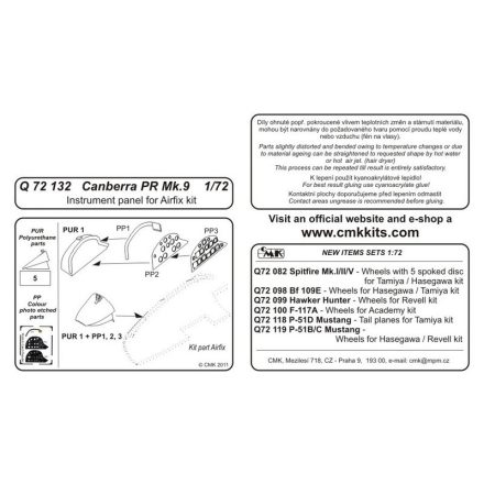 CMK BAC/EE Canberra PR.9 Instrument panel (Airfix)