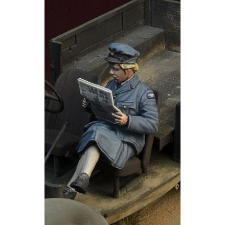 D-DAY miniature studio WWII British WAAF girl reading a newspaper