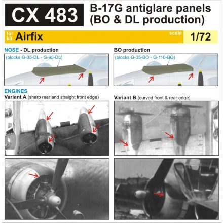 Eduard B-17G antiglare panels (BO & DL production) (Airfix) maszkoló