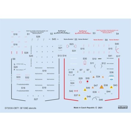 Eduard Bf 109E stencils matrica