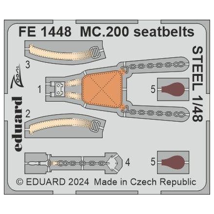 Eduard MC.200 seatbelts STEEL (Italeri)