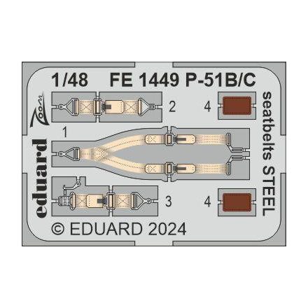 Eduard P-51B/ C seatbelts STEEL (Eduard)