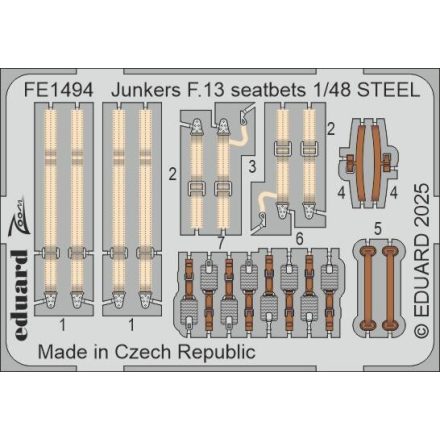 Eduard Junkers F.13 seatbelts STEEL (Miniart)