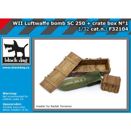 Black Dog WW II Luftwaffe bomb SC 250 + crate box N°1