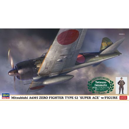 Hasegawa Mitsubishi A6M5 Zero Fighter Type 52 'Super Ace' w/Figure Tetsuzo Iwamoto makett