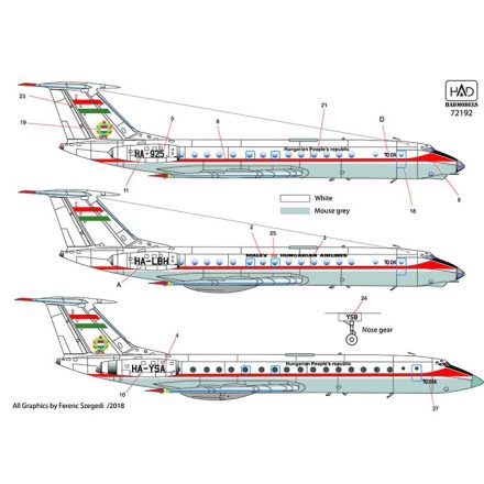 HAD Tu-134/Tu134A Kormány gép matrica 1:72