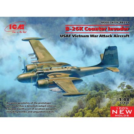 ICM B-26K Counter Invader, USAF Vietnam War Attack Aircraft makett