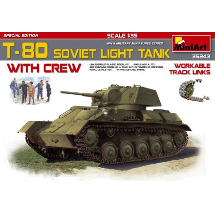 MiniArt T-80 Soviet Light Tank w/Crew makett