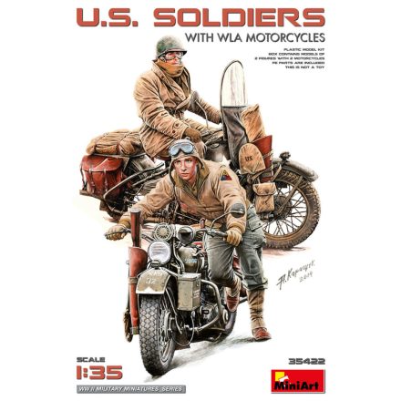 MiniArt U.S. Soldiers With WLA Motorcycles makett