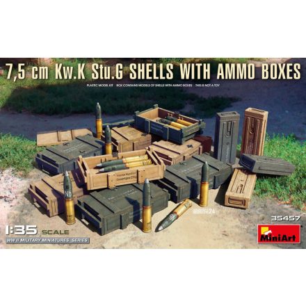 MiniArt 7,5 cm Kw.K Stu.G Shells with Ammo Boxes makett