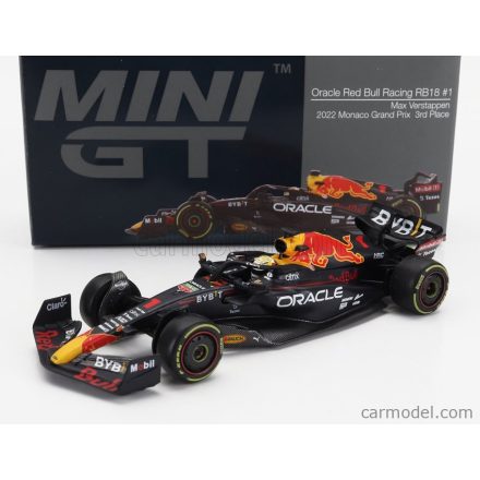 Mini GT RED BULL F1 RB18 TEAM ORACLE RED BULL RACING N 1 WORLD CHAMPION 3rd MONACO GP 2022 MAX VERSTAPPEN