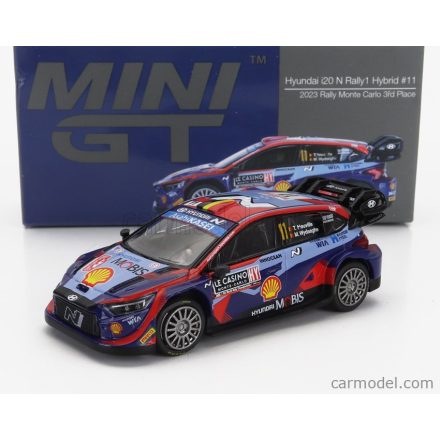 Mini GT HYUNDAI i20 N RALLY1 TEAM SHELL MOBIS WRT N 11 3rd RALLY MONTECARLO 2023 THIERRY NEUVILLE - MARTIJN WYDAEGHE