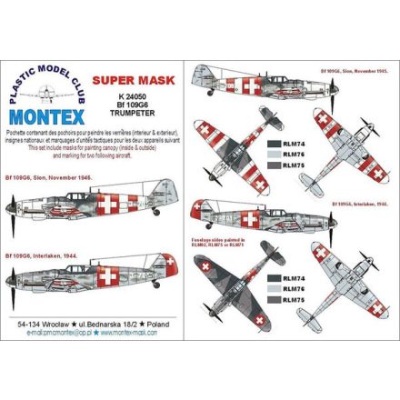 Montex Bf 109G6 (Swiss) (Trumpeter) maszkoló