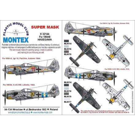 Montex Fw 190A8 (snake) (Hasegawa) maszkoló