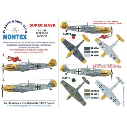 Montex BF 109E-1/4 (Eduard) maszkoló