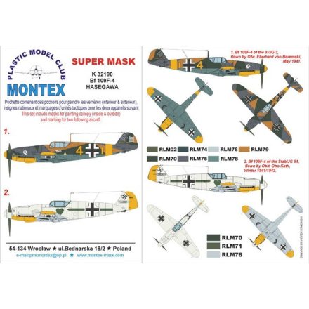 Montex BF 109F-4 (HASEGAWA) maszkoló