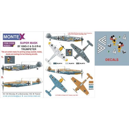 Montex Bf 109G-2 & G-2/R-6 (TRUMPETER) maszkoló