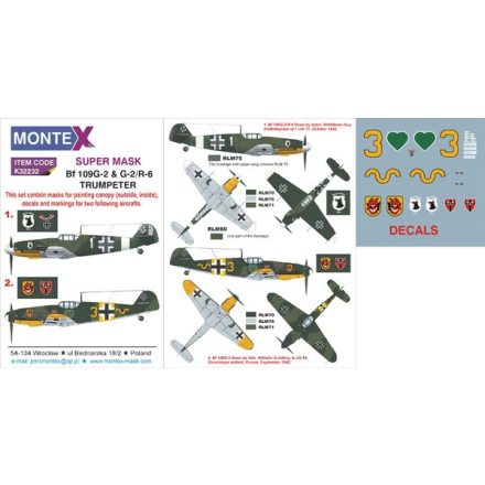 Montex Bf 109G-2 & G-2/R-6 (TRUMPETER) maszkoló