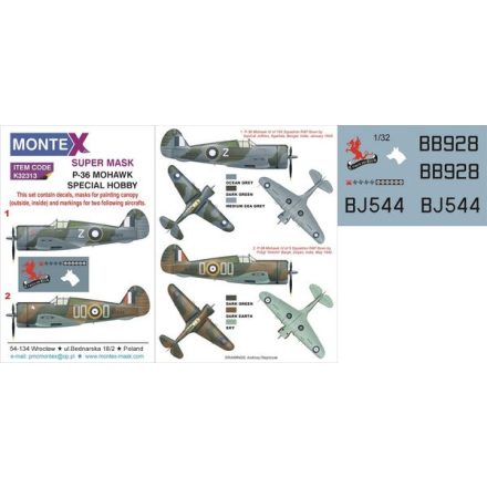 Montex P-36 MOHAWK (SPECIAL HOBBY) maszkoló