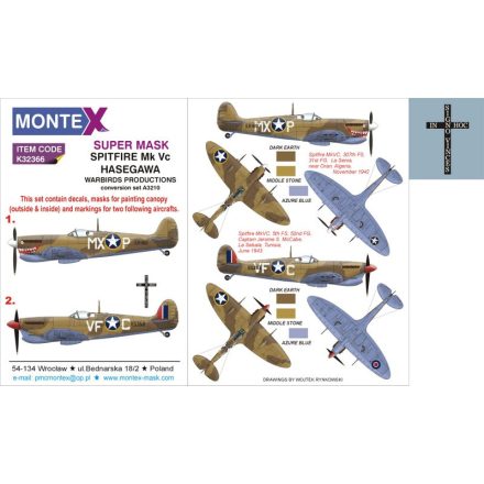 Montex SPITFIRE VC (HASEGAWA) maszkoló