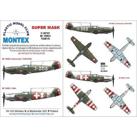 Montex Bf 109E3 (Swiss) (Tamiya) maszkoló