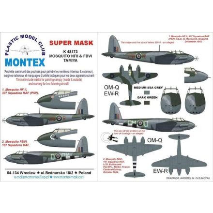 Montex DH 98 MOSQUITO NF II & VI (TAMIYA) maszkoló