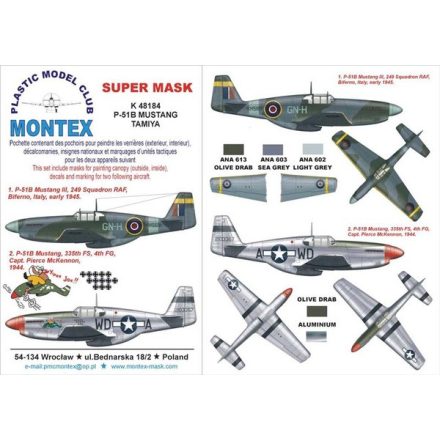 Montex P-51B MUSTANG (Tamiya) maszkoló