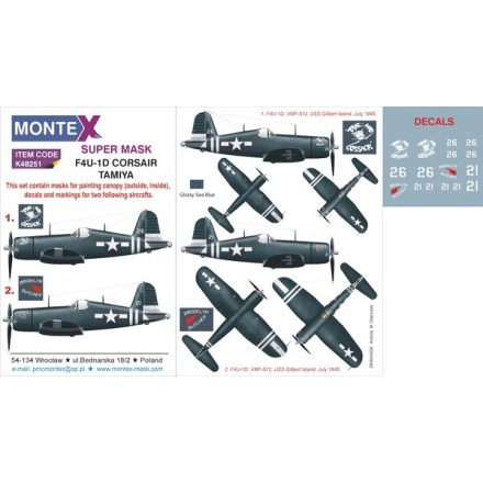 Montex F4U-1D CORSAIR (TAMIYA) maszkoló