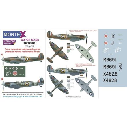 Montex SPITFIRE I (Tamiya) maszkoló