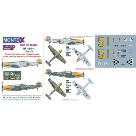 Montex Bf 109E-4 (Tamiya) maszkoló