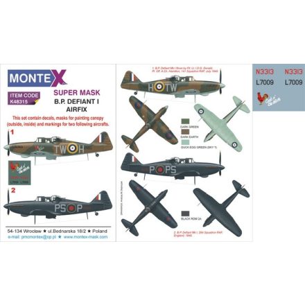 Montex DEFIANT MkI (Airfix) maszkoló