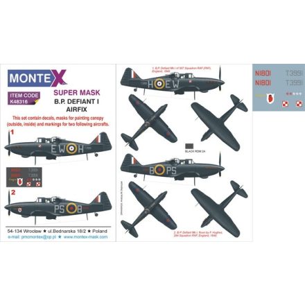 Montex DEFIANT MkI (Airfix) maszkoló