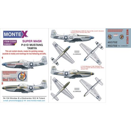 Montex P-51D Mustang (Tamiya) maszkoló