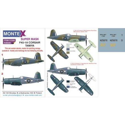 Montex F4U-1A CORSAIR (TAMIYA) maszkoló