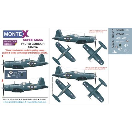 Montex F4U-1D CORSAIR (TAMIYA) maszkoló