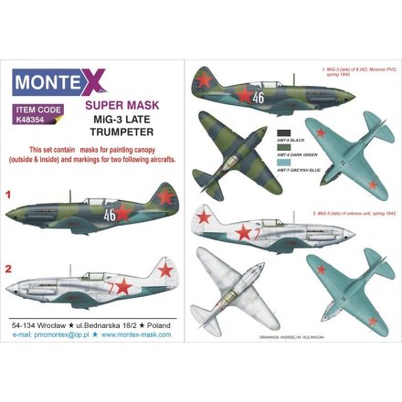 Montex MiG-3 LATE (TRUMPETER) maszkoló