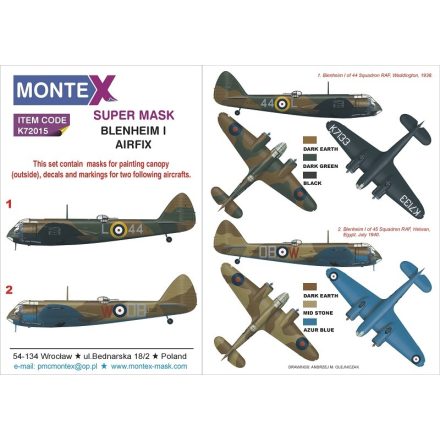 Montex BLENHEIM I (UK) (AIRFIX) maszkoló