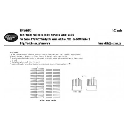 New Ware Su-27 family part C3 EXHAUST NOZZLES (Zvezda) maszkoló